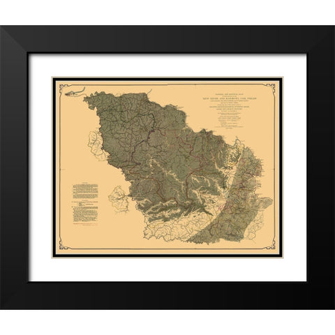 New River Kanawha Coal Fields West Virginia Black Modern Wood Framed Art Print with Double Matting by Peacock