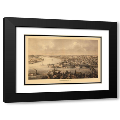Parkersburg West Virginia - Hoen 1861 Black Modern Wood Framed Art Print with Double Matting by Hoen