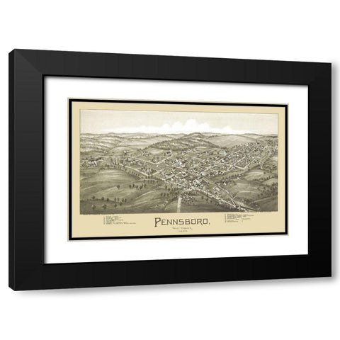 Pennsboro West Virginia - Fowler 1899 Black Modern Wood Framed Art Print with Double Matting by Fowler