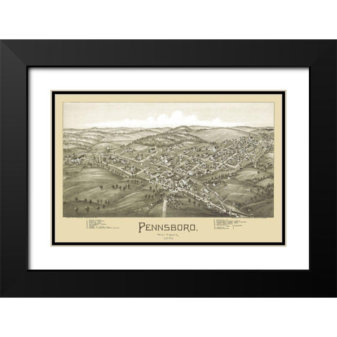 Pennsboro West Virginia - Fowler 1899 Black Modern Wood Framed Art Print with Double Matting by Fowler
