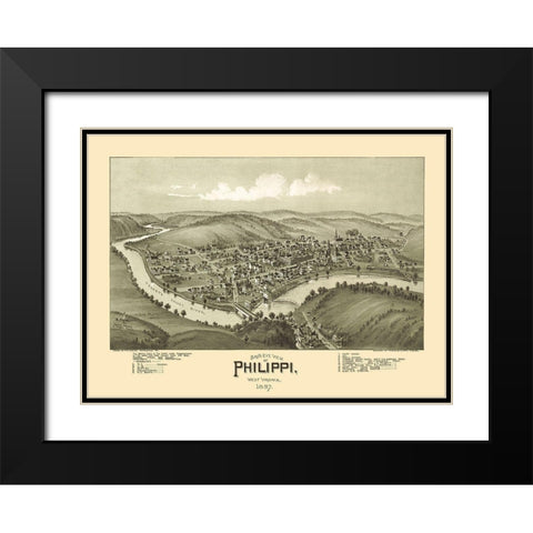 Phillippi West Virginia - Fowler 1897 Black Modern Wood Framed Art Print with Double Matting by Fowler