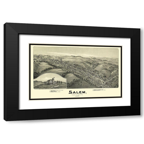 Salem West Virginia - Fowler 1899 Black Modern Wood Framed Art Print with Double Matting by Fowler