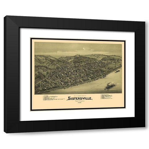 Sistersville West Virginia - Fowler 1896 Black Modern Wood Framed Art Print with Double Matting by Fowler