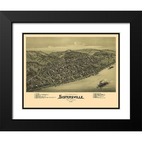 Sistersville West Virginia - Fowler 1896 Black Modern Wood Framed Art Print with Double Matting by Fowler