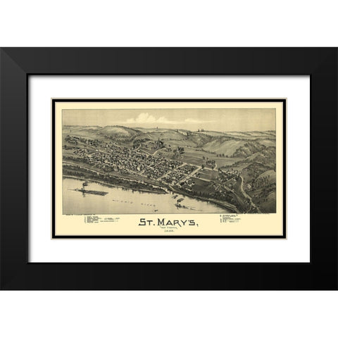 St Marys West Virginia - Fowler 1899 Black Modern Wood Framed Art Print with Double Matting by Fowler