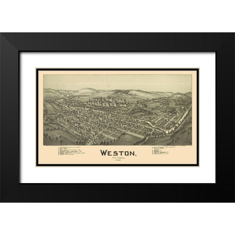 Weston West Virginia - Fowler 1900 Black Modern Wood Framed Art Print with Double Matting by Fowler
