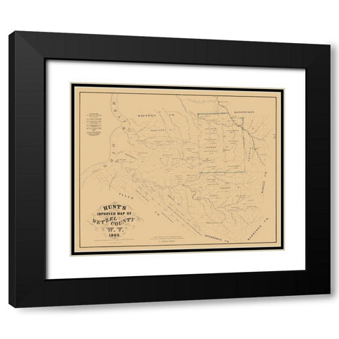 Wetzel County West Virginia - Peterson 1865 Black Modern Wood Framed Art Print with Double Matting by Peterson