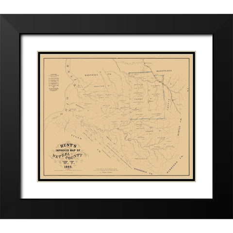 Wetzel County West Virginia - Peterson 1865 Black Modern Wood Framed Art Print with Double Matting by Peterson