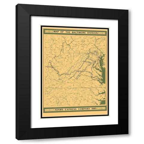 Adams Express Co, Baltimore Division - Lang 1885 Black Modern Wood Framed Art Print with Double Matting by Lang