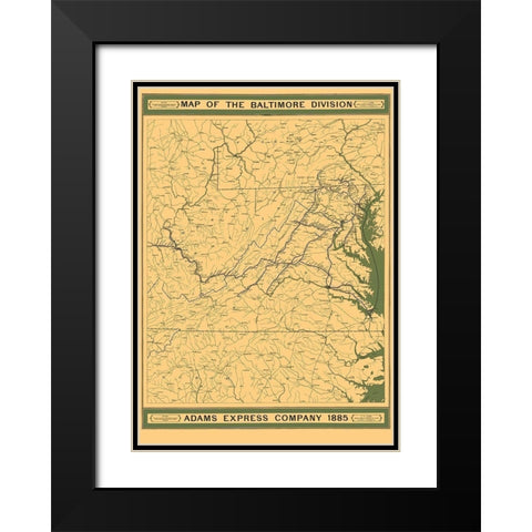 Adams Express Co, Baltimore Division - Lang 1885 Black Modern Wood Framed Art Print with Double Matting by Lang