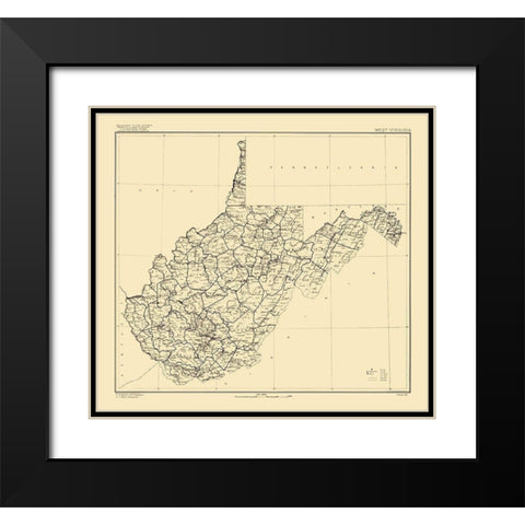 West Virginia - Marshall 1916 Black Modern Wood Framed Art Print with Double Matting by Marshall