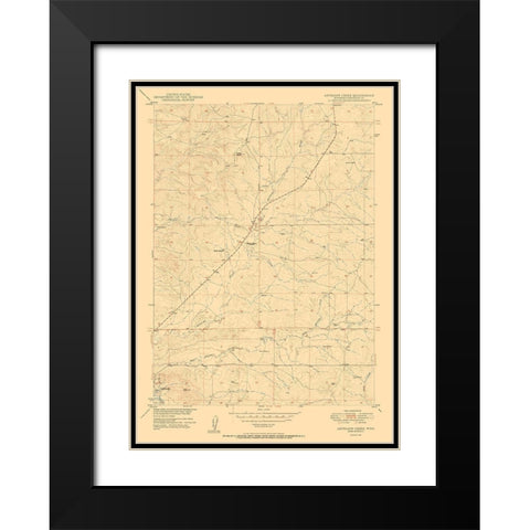 Antelope Creek Wyoming Quad - USGS 1950 Black Modern Wood Framed Art Print with Double Matting by USGS