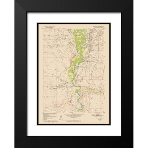 Bonneville Wyoming Quad - USGS 1950 Black Modern Wood Framed Art Print with Double Matting by USGS