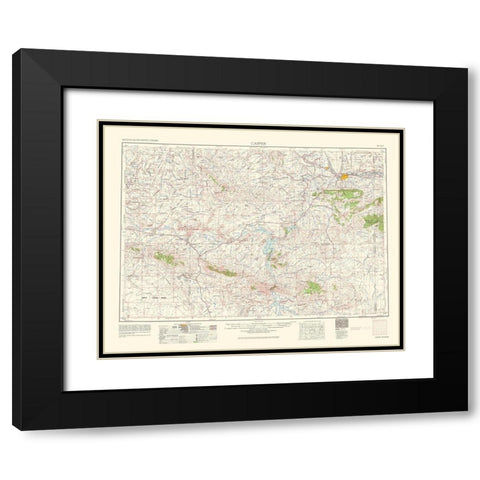 Casper Wyoming Quad - USGS 1962 Black Modern Wood Framed Art Print with Double Matting by USGS