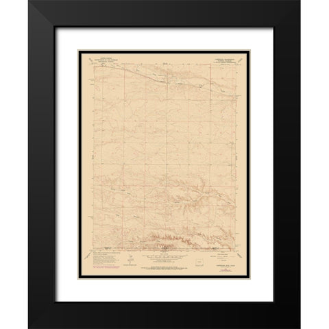 Campstool Wyoming Quad - USGS 1963 Black Modern Wood Framed Art Print with Double Matting by USGS
