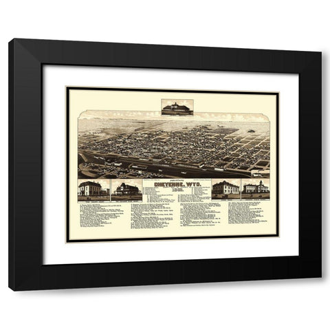 Cheyenne Wyoming - Stoner 1882 Black Modern Wood Framed Art Print with Double Matting by Stoner