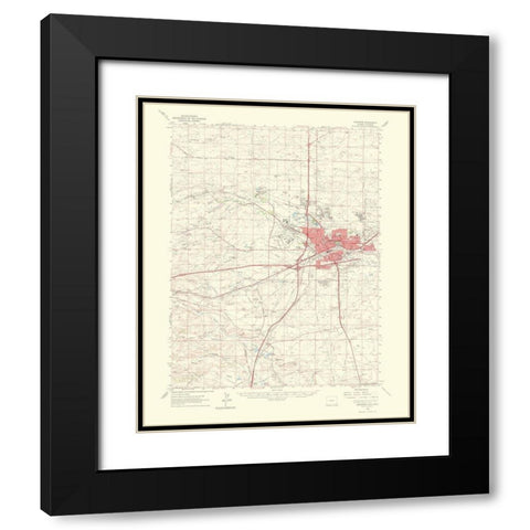 Cheyenne Wyoming Colorado Quad - USGS 1964 Black Modern Wood Framed Art Print with Double Matting by USGS