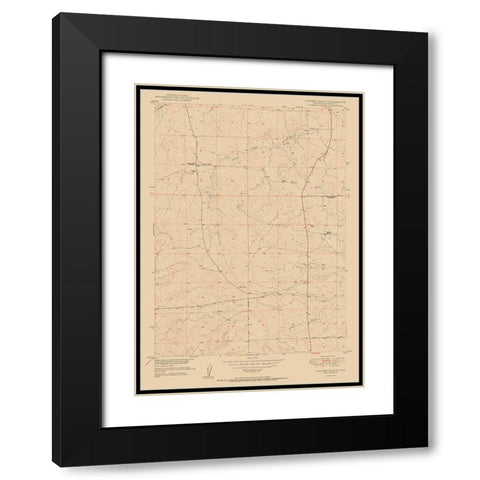 Clausen Ranch Wyoming Quad - USGS 1950 Black Modern Wood Framed Art Print with Double Matting by USGS