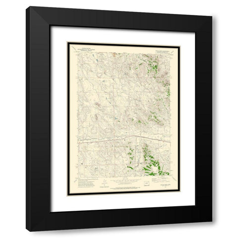 Fortin Draw Wyoming Quad - USGS 1971 Black Modern Wood Framed Art Print with Double Matting by USGS