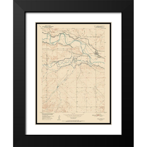 Fort Laramie Wyoming Quad - USGS 1952 Black Modern Wood Framed Art Print with Double Matting by USGS