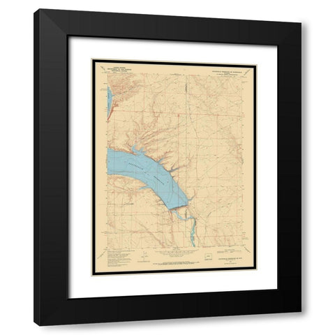 Fontenelle Reservoir Wyoming Quad - USGS 1968 Black Modern Wood Framed Art Print with Double Matting by USGS