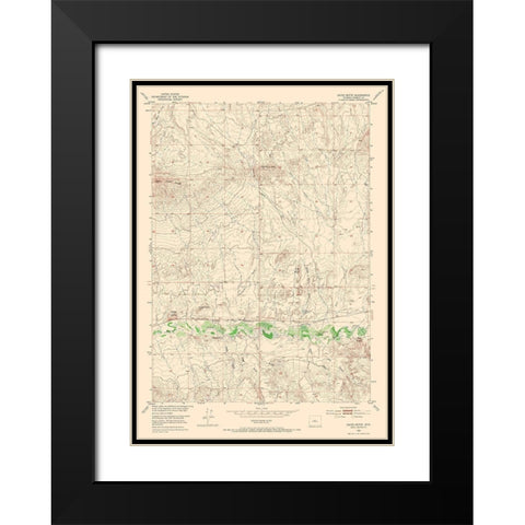 Gates Butte Wyoming Quad - USGS 1952 Black Modern Wood Framed Art Print with Double Matting by USGS