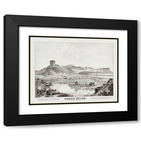Green River Wyoming - Glover 1875 Black Modern Wood Framed Art Print with Double Matting by Glover
