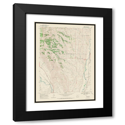 Marse Wyoming Quad - USGS 1967 Black Modern Wood Framed Art Print with Double Matting by USGS