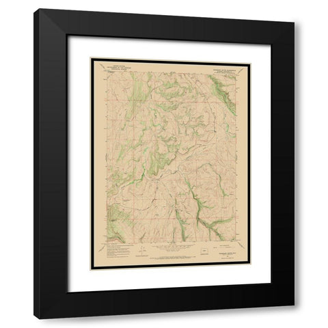 Mahogony Butte Wyoming Quad - USGS 1967 Black Modern Wood Framed Art Print with Double Matting by USGS