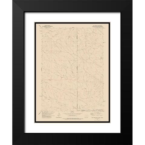 Oak Creek Wyoming Quad - USGS 1978 Black Modern Wood Framed Art Print with Double Matting by USGS