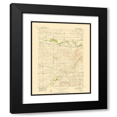 Orpha Wyoming Quad - USGS 1949 Black Modern Wood Framed Art Print with Double Matting by USGS
