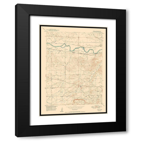 Orpha Wyoming Quad - USGS 1950 Black Modern Wood Framed Art Print with Double Matting by USGS
