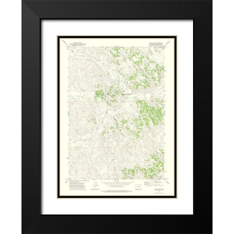 Pitch Draw Wyoming Quad - USGS 1971 Black Modern Wood Framed Art Print with Double Matting by USGS