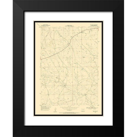Pine Tree Wyoming Quad - USGS 1954 Black Modern Wood Framed Art Print with Double Matting by USGS