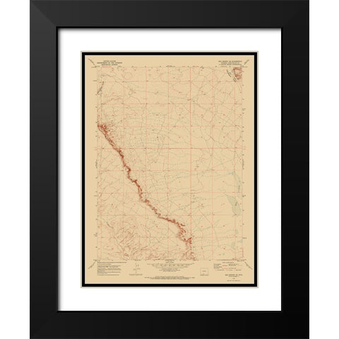 South East Red Desert Wyoming Quad - USGS 1970 Black Modern Wood Framed Art Print with Double Matting by USGS