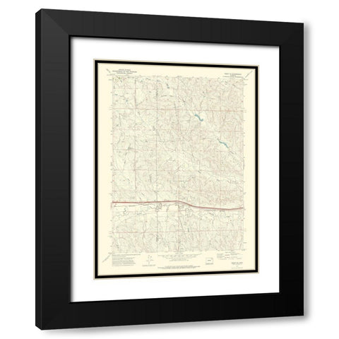 Rozet Wyoming Quad - USGS 1971 Black Modern Wood Framed Art Print with Double Matting by USGS