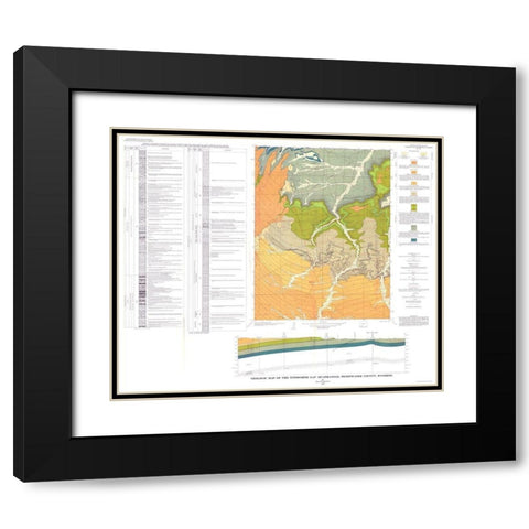 Titsworth Gap Quad Wyoming - Roehler 1973 Black Modern Wood Framed Art Print with Double Matting by Roehler