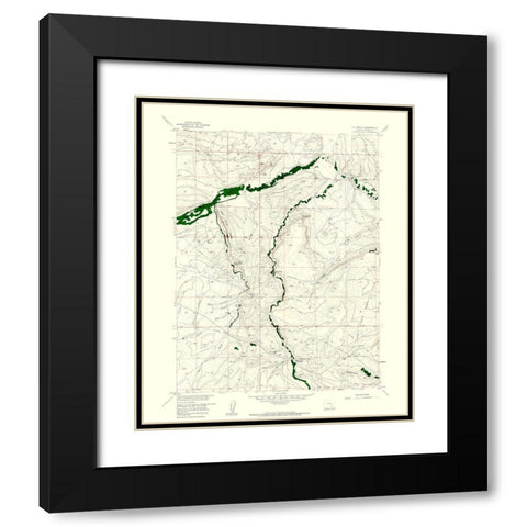 T L Ranch Wyoming Quad - USGS 1958 Black Modern Wood Framed Art Print with Double Matting by USGS