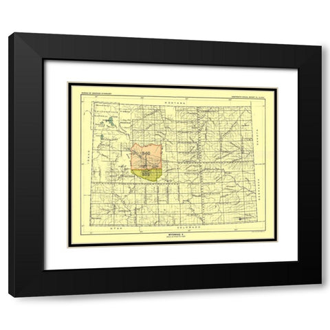 Wyoming - Hoen 1896 Black Modern Wood Framed Art Print with Double Matting by Hoen
