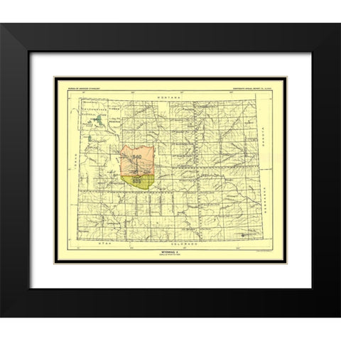 Wyoming - Hoen 1896 Black Modern Wood Framed Art Print with Double Matting by Hoen