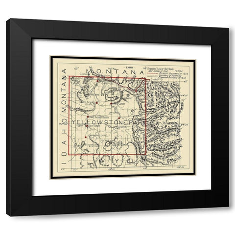 Yellowstone Proposed Hotel, Railroads - 1898 Black Modern Wood Framed Art Print with Double Matting by Unknown