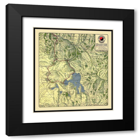 Yellowstone National Park - Northern Pacific 1910 Black Modern Wood Framed Art Print with Double Matting by Northern Pacific