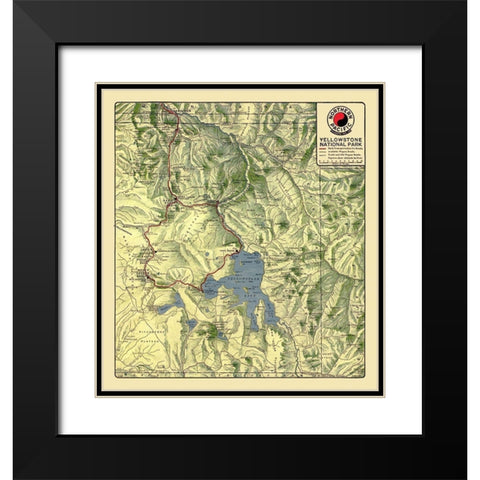 Yellowstone National Park - Northern Pacific 1910 Black Modern Wood Framed Art Print with Double Matting by Northern Pacific