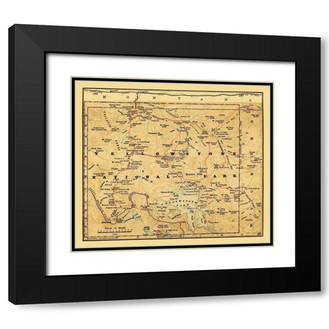Yellowstone National Park, Wyoming - Poole 1880 Black Modern Wood Framed Art Print with Double Matting by Poole