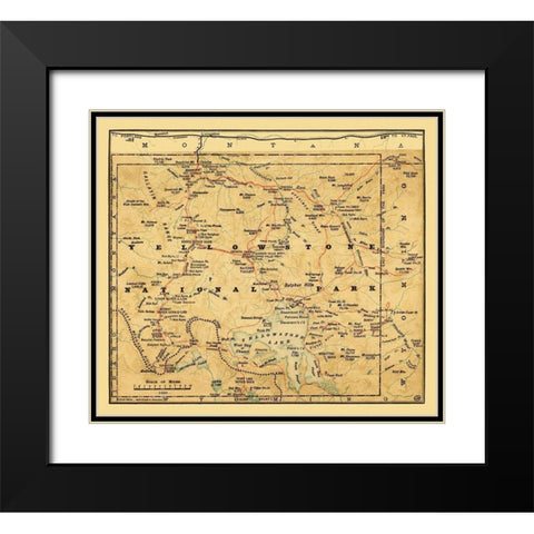 Yellowstone National Park, Wyoming - Poole 1880 Black Modern Wood Framed Art Print with Double Matting by Poole