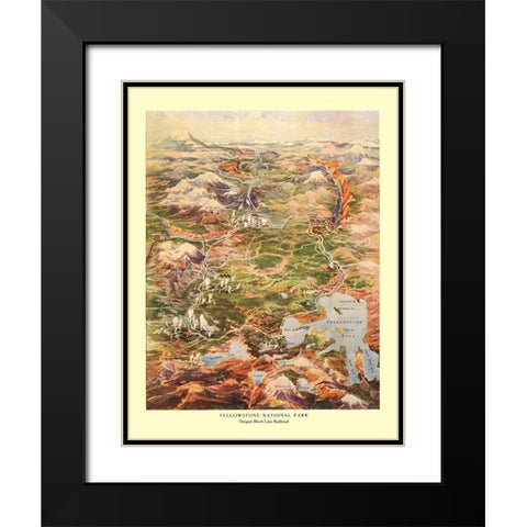 Yellowstone Park Short Line Railroad Wyoming Black Modern Wood Framed Art Print with Double Matting by Poole