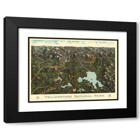 Yellowstone Park Union Pacific Wyoming Black Modern Wood Framed Art Print with Double Matting by Union Pacific Railroad