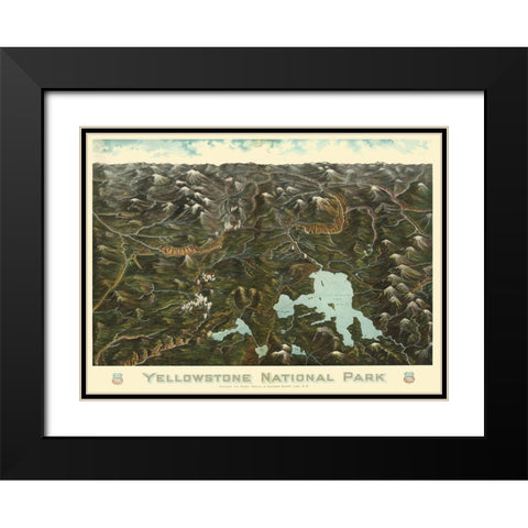 Yellowstone Park Union Pacific Wyoming Black Modern Wood Framed Art Print with Double Matting by Union Pacific Railroad