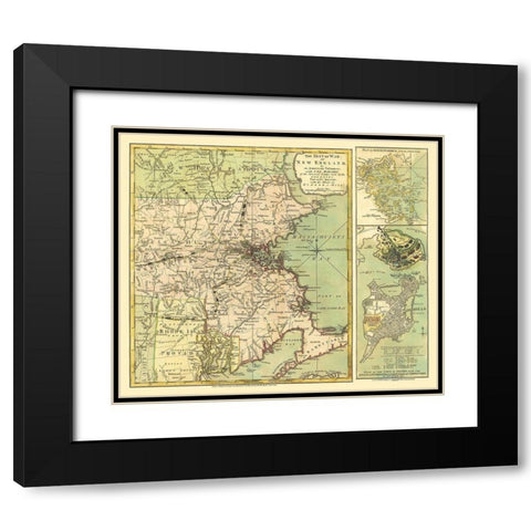 New England Seat of Revolutionary War - 1775 Black Modern Wood Framed Art Print with Double Matting by Sayer