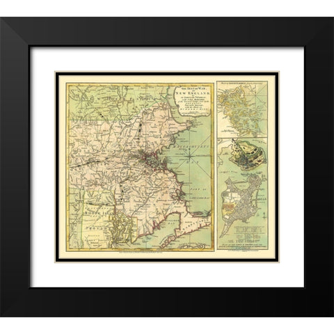 New England Seat of Revolutionary War - 1775 Black Modern Wood Framed Art Print with Double Matting by Sayer